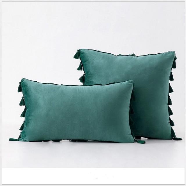 Velvet Cushion Cover with Tassels