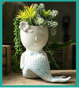 Mermaid Figurine Planter Pot
