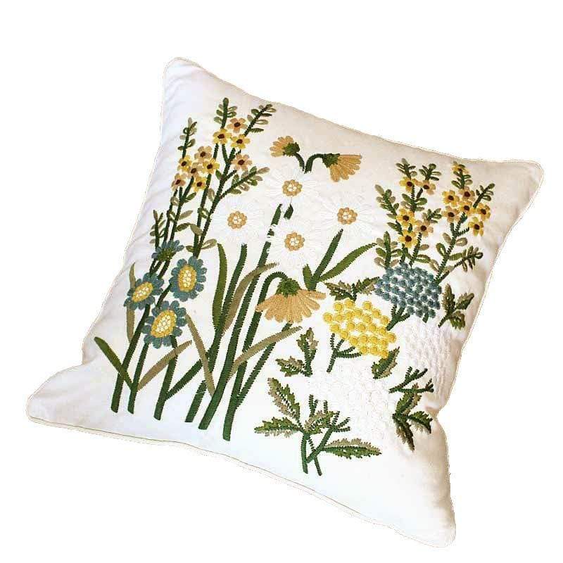 Floral Embroidered Cushion Cover