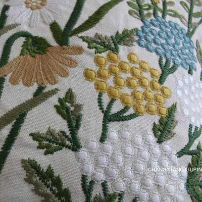 Floral Embroidered Cushion Cover