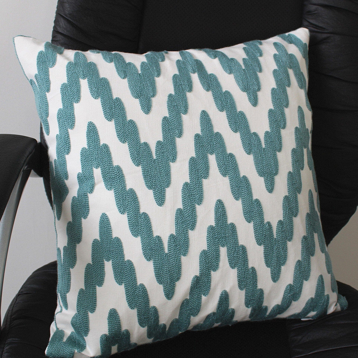 Lake Green Embroidered Cushion Covers