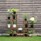 6-Tier Layered Wooden Plant Shelf