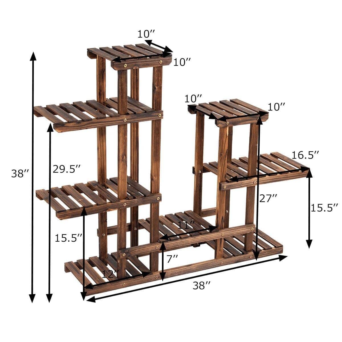 6-Tier Layered Wooden Plant Shelf