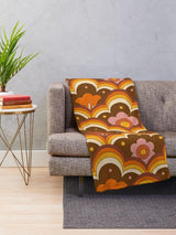 60s Retro Floral Power Throw Blanket