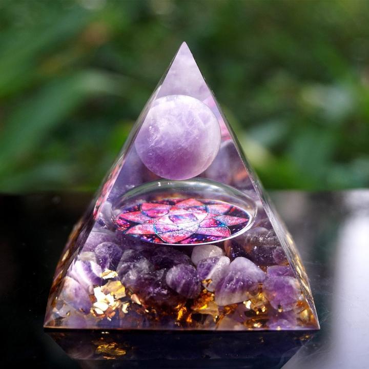Natural Amethyst Orgonite Pyramid