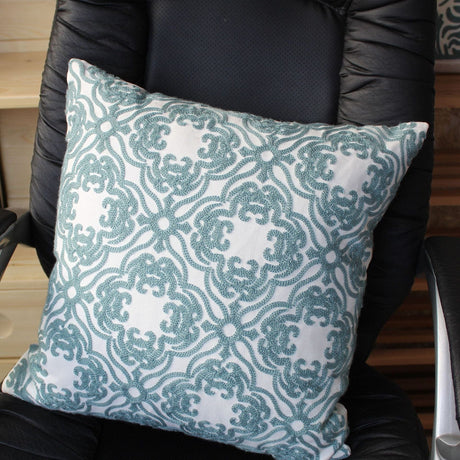 Lake Green Embroidered Cushion Covers