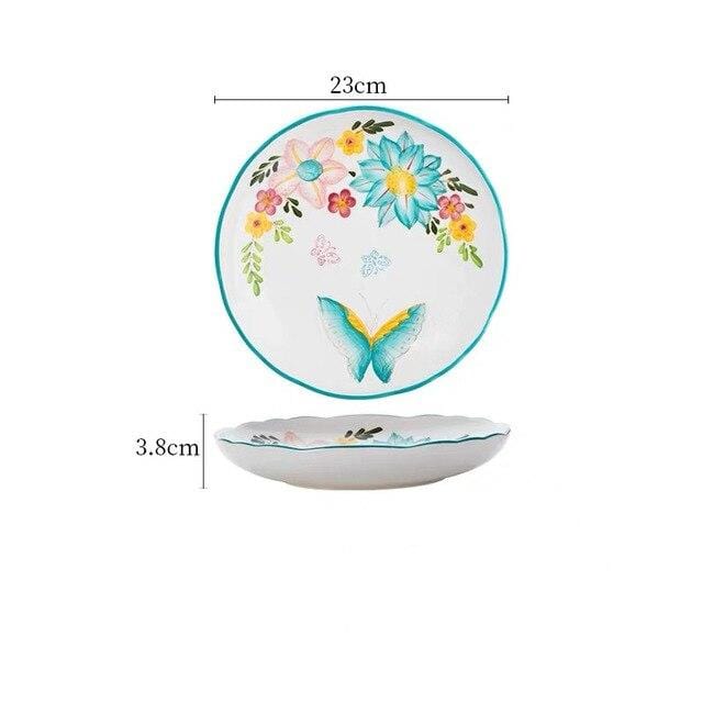 Nordic Style Floral Plates Set