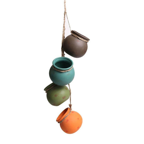 4pcs Multicolor Cauldron-Shaped Ceramic Planters