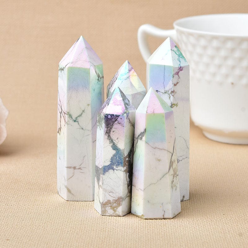 Angel Aura Howlite Crystal Point Tower