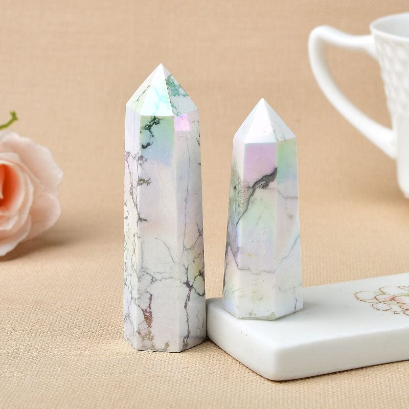 Angel Aura Howlite Crystal Point Tower