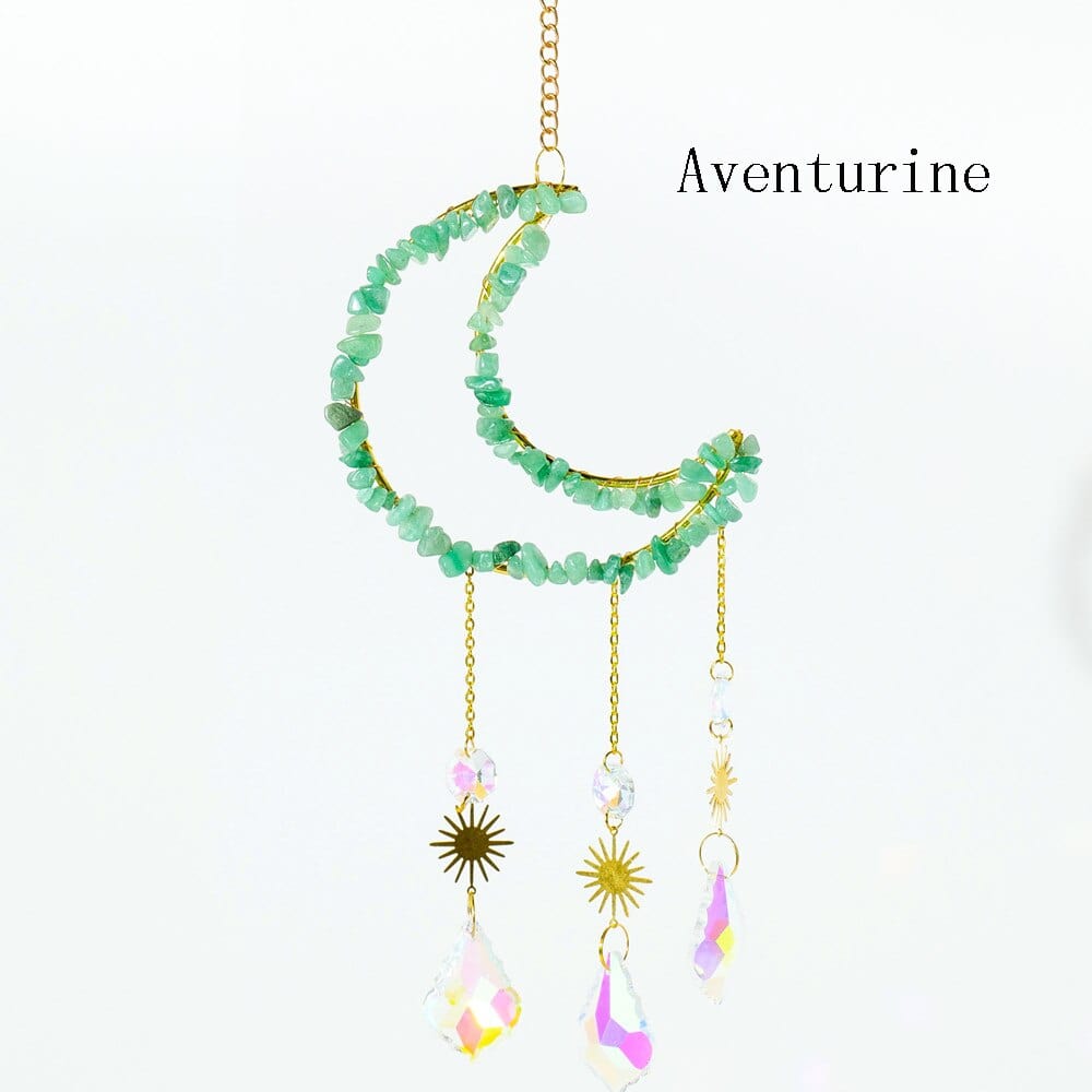 Natural Crystal Moon-Shaped Suncatcher