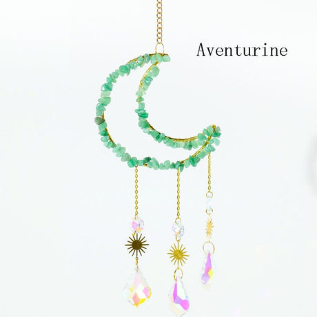Natural Crystal Moon-Shaped Suncatcher