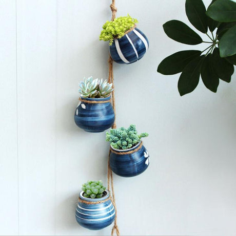 4pcs Multicolor Cauldron-Shaped Ceramic Planters