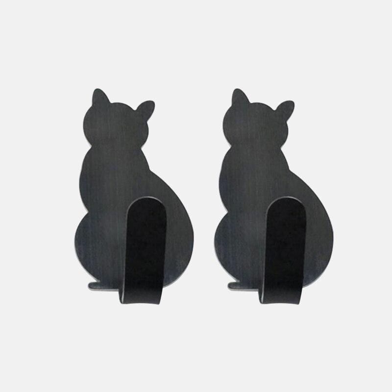 2-Piece Self-Adhesive Kitty Wall Hooks