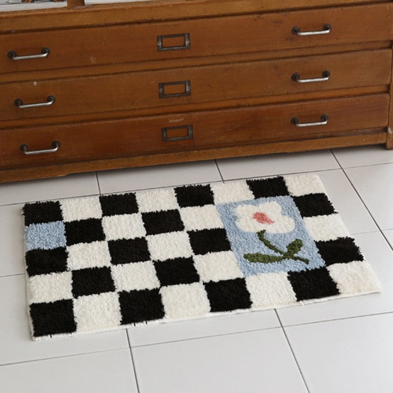 Floral Grids Tufted Bath Mats