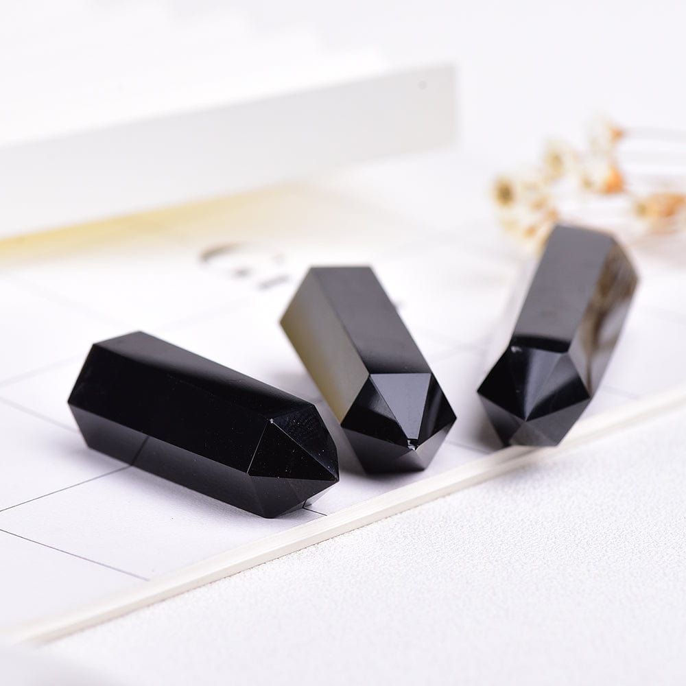 Black Obsidian Crystal Point Tower