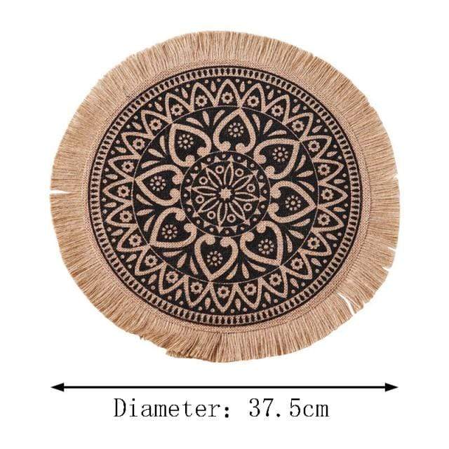 Mandala Embroidery Round Mat