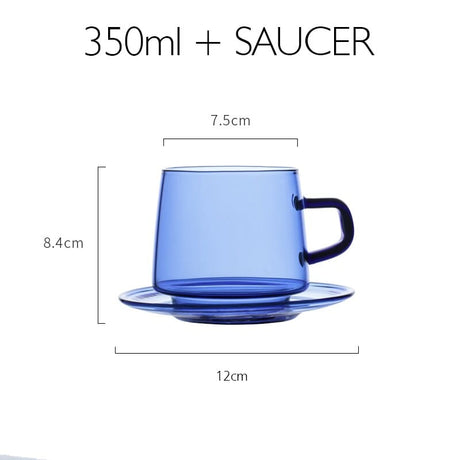 Colorful Glass Coffee Mug With Saucer