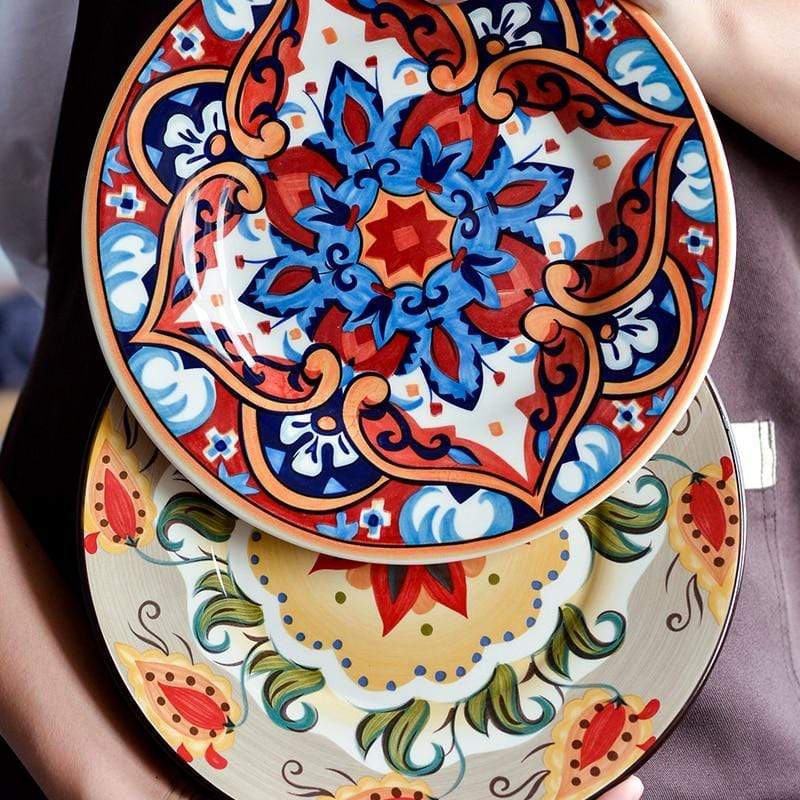 Boho Floral Ceramic Plates