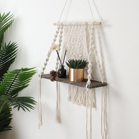 Macrame Wooden Hanging Shelf