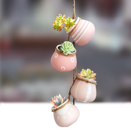 4pcs Multicolor Cauldron-Shaped Ceramic Planters