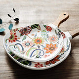 Ceramic Floral Plate With Handle