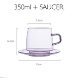 Colorful Glass Coffee Mug With Saucer