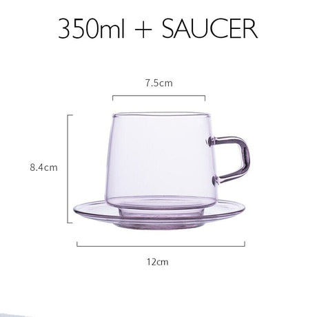 Colorful Glass Coffee Mug With Saucer