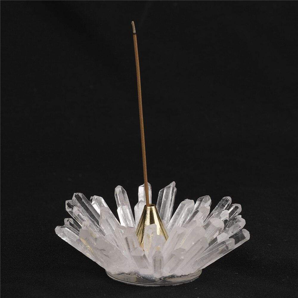 Clear Quartz Lotus-Shaped Incense Holder