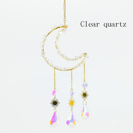 Natural Crystal Moon-Shaped Suncatcher