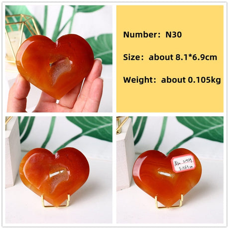 Natural Carnelian Stone Heart Carving
