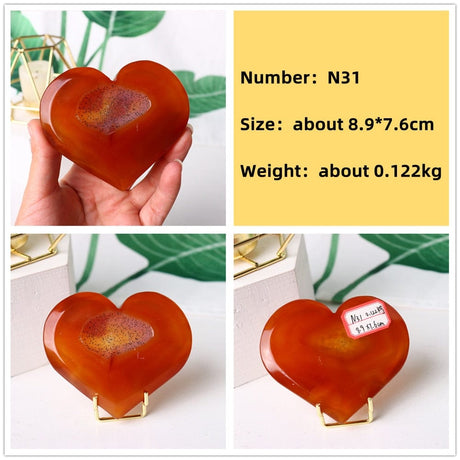 Natural Carnelian Stone Heart Carving