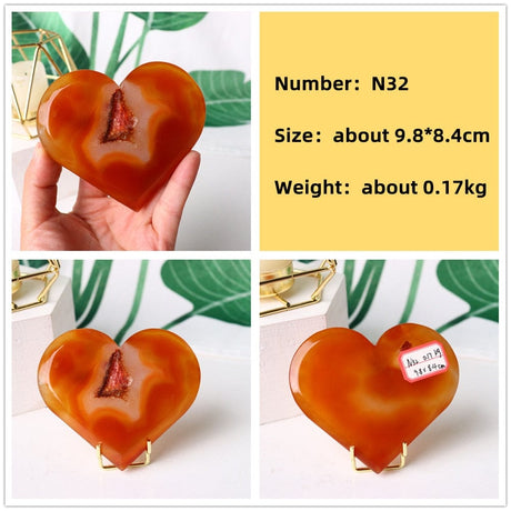 Natural Carnelian Stone Heart Carving