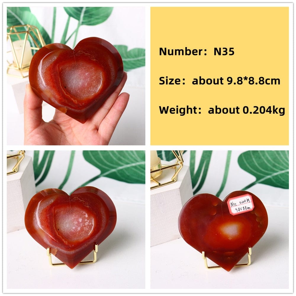 Natural Carnelian Stone Heart Carving