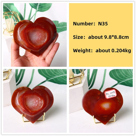 Natural Carnelian Stone Heart Carving