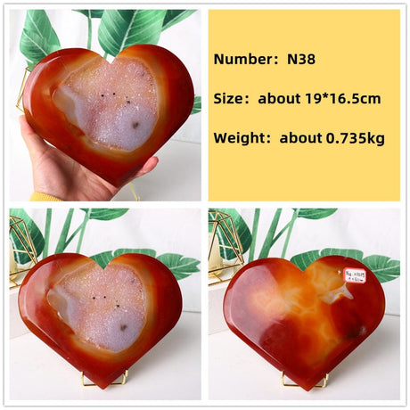 Natural Carnelian Stone Heart Carving