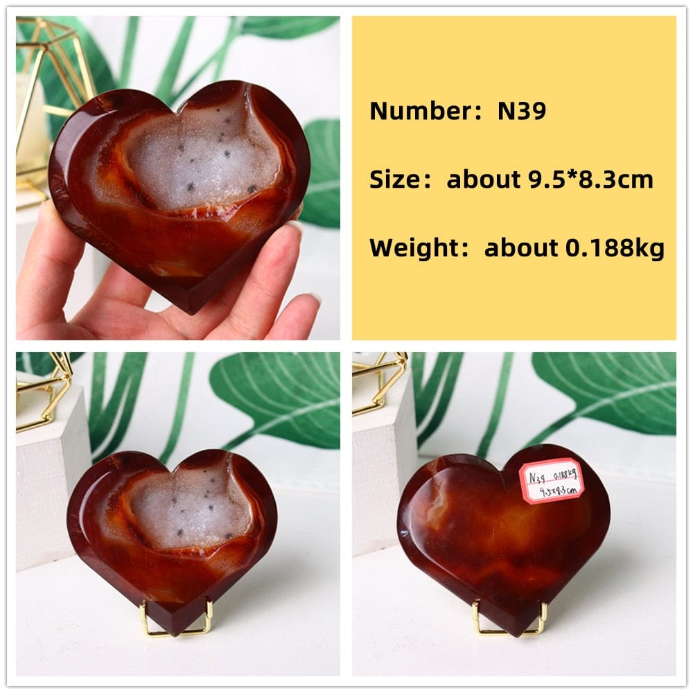 Natural Carnelian Stone Heart Carving