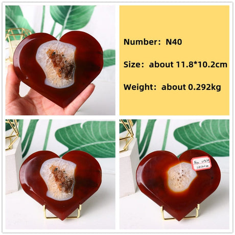 Natural Carnelian Stone Heart Carving