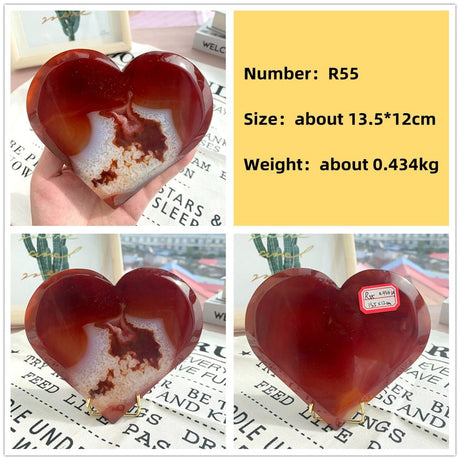 Natural Carnelian Stone Heart Carving