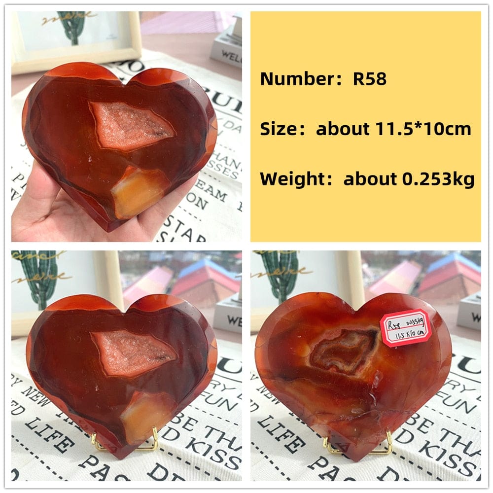 Natural Carnelian Stone Heart Carving