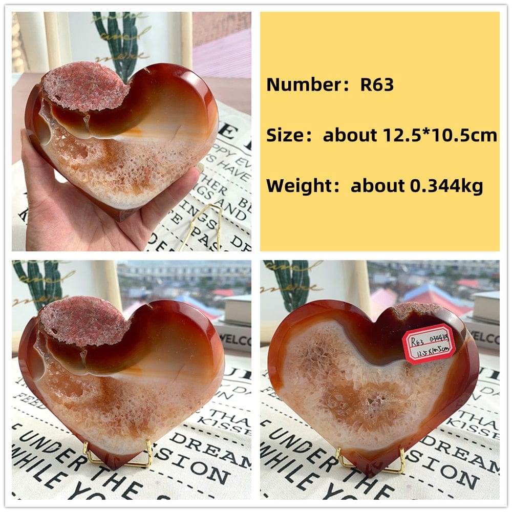 Natural Carnelian Stone Heart Carving