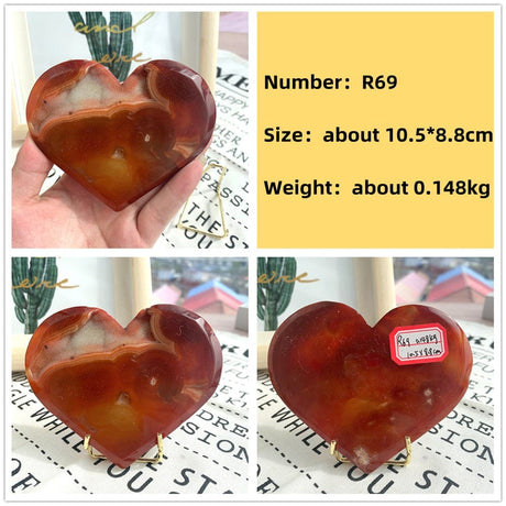 Natural Carnelian Stone Heart Carving
