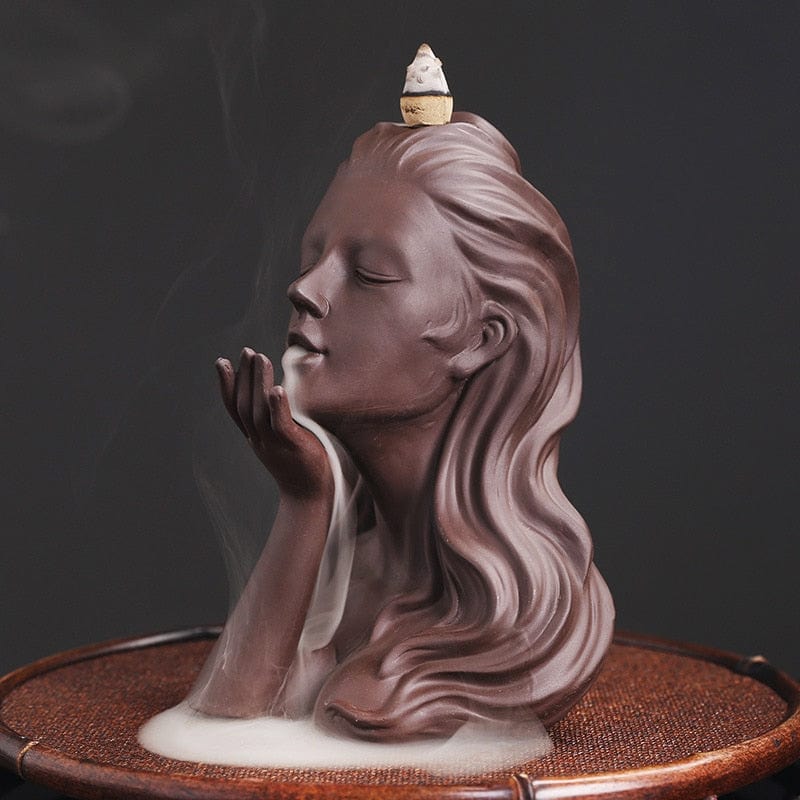 Female Face Backflow Incense Burner