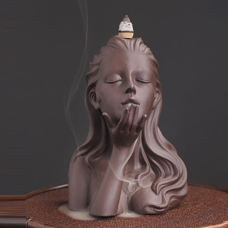 Female Face Backflow Incense Burner