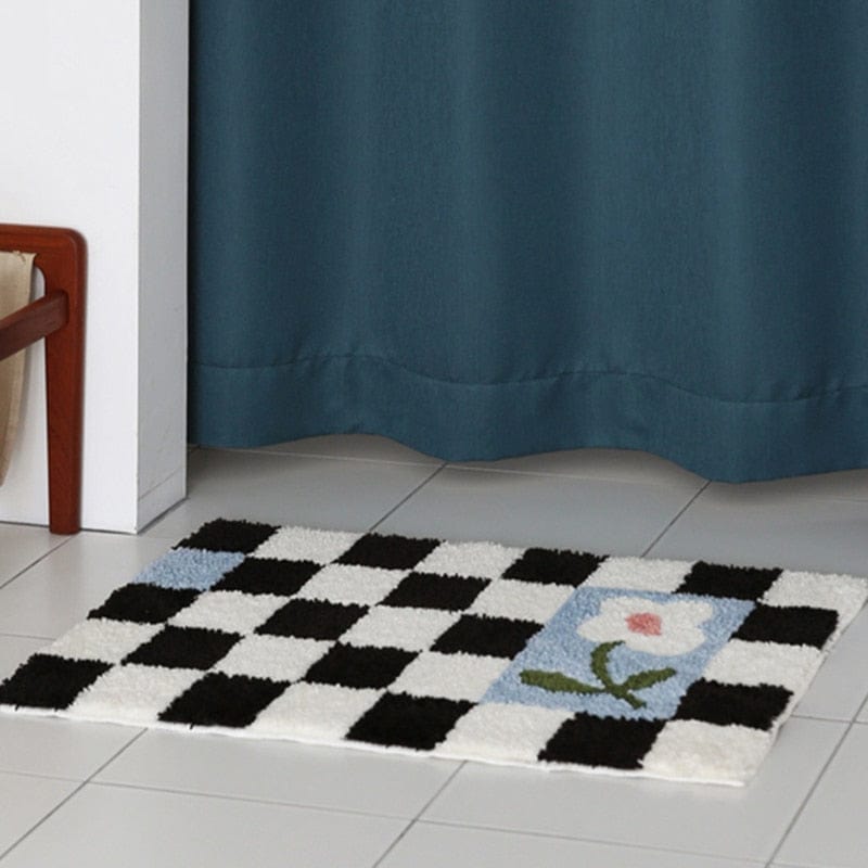 Floral Grids Tufted Bath Mats