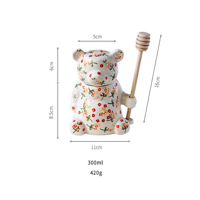Floral Bear Honey Jar