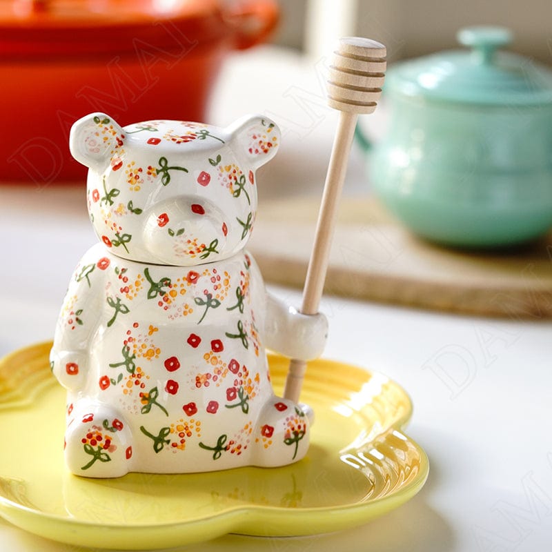 Floral Bear Honey Jar