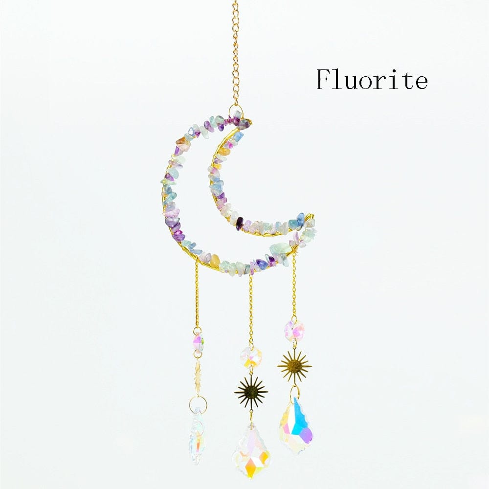 Natural Crystal Moon-Shaped Suncatcher