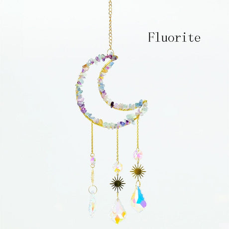 Natural Crystal Moon-Shaped Suncatcher