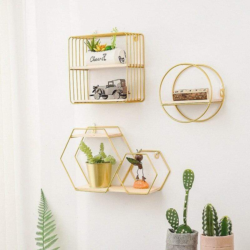 Geometric Hanging Wall Shelves